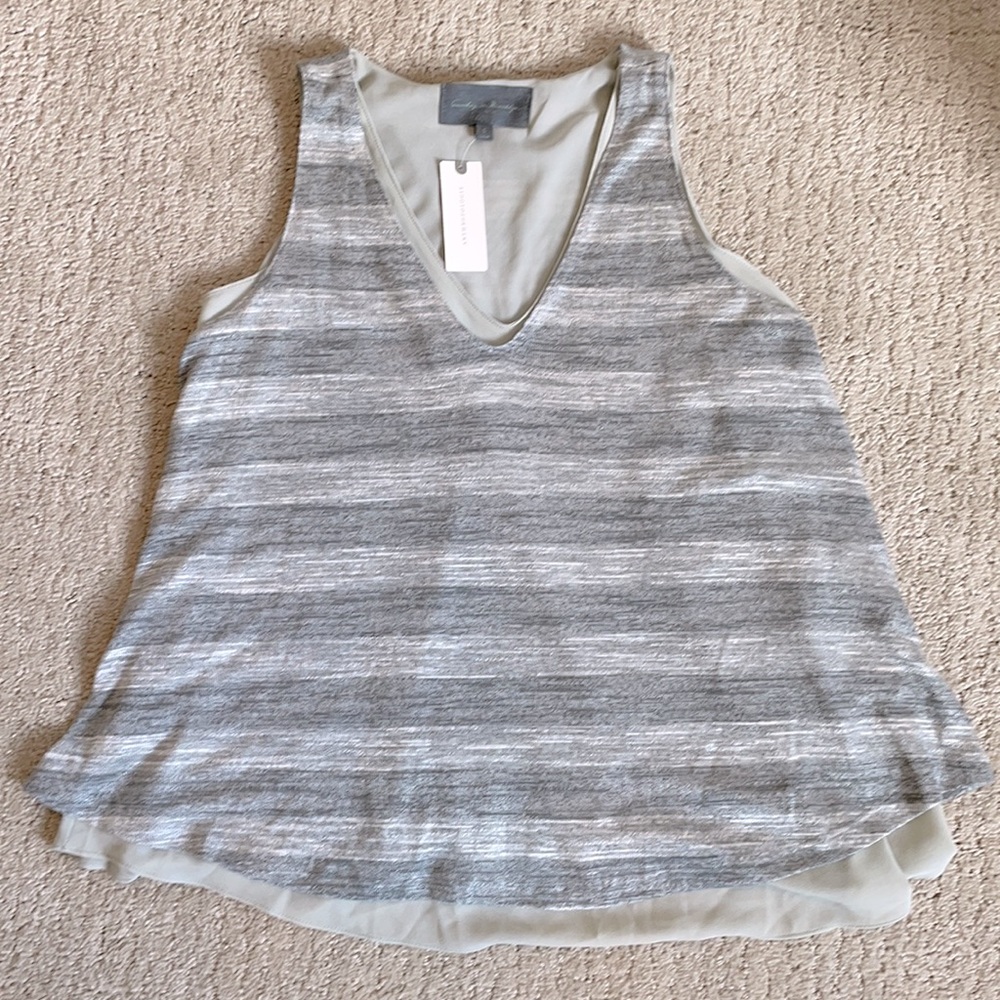 Anthropologie Gray V-Neck Tank (Size: S)